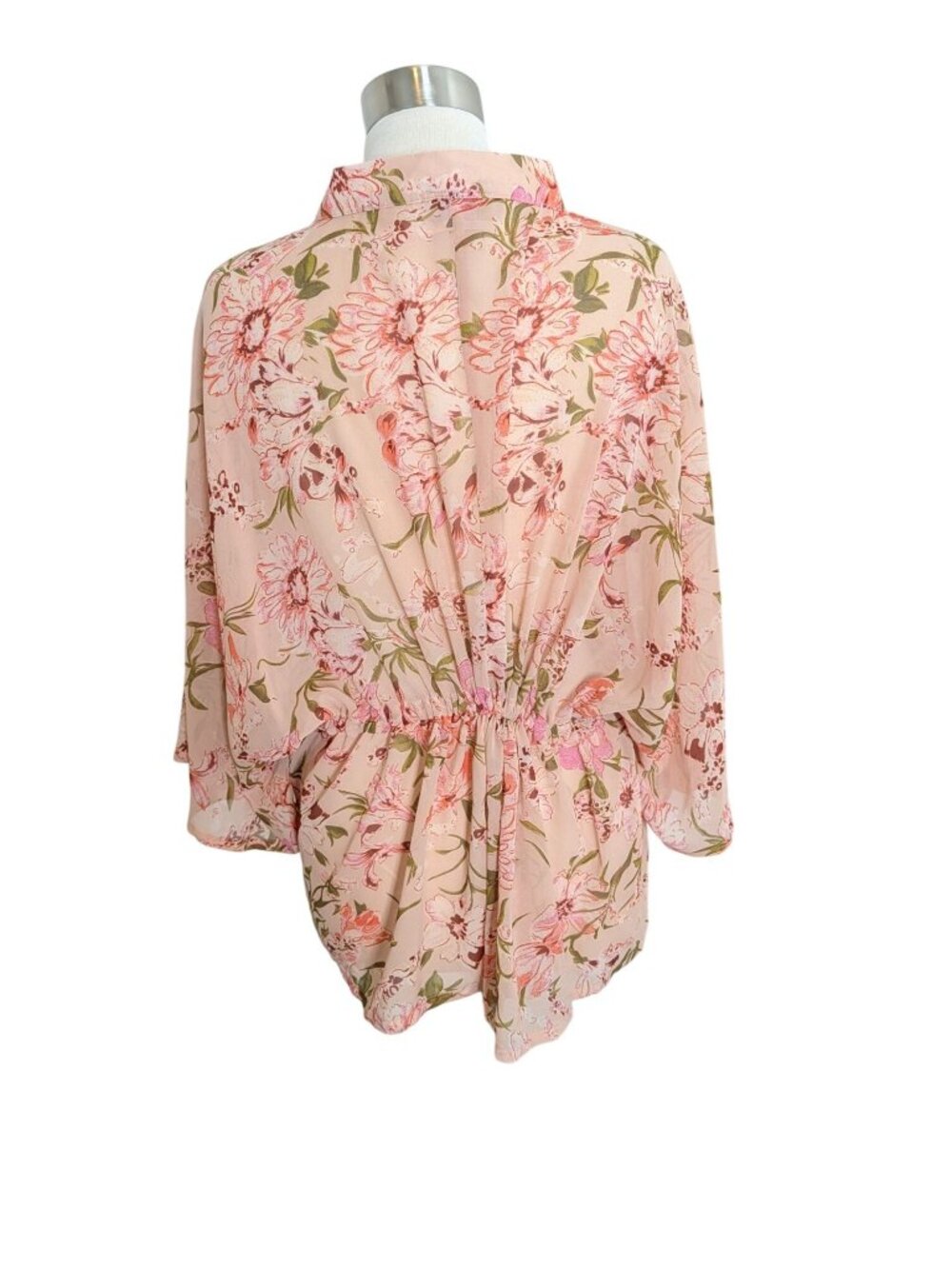 Floral Kimono Cardigan With Tassel Tie Waist By David & Young Lightweight Pink C - Picture 9 of 11